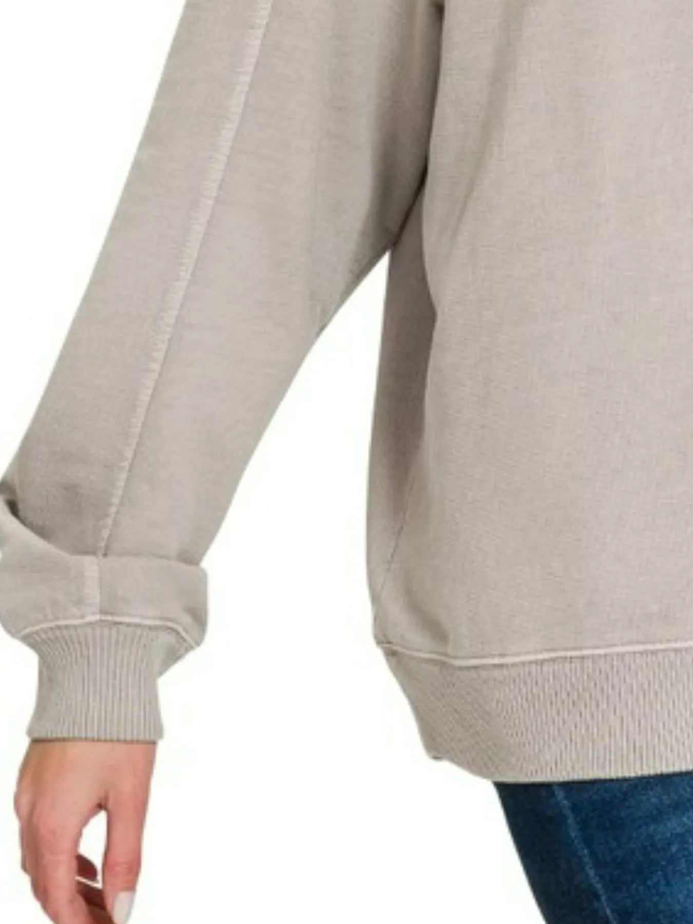Close-up of a beige hoodie